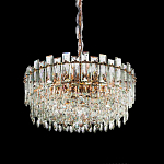 Круглая люстра с хрустальными подвесками на золотистом каркасе Gorgeous Crystal Light варинант исполнения - 6 | Loft Concept в Перми