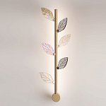 Бра с золотистой вертикальной трубкой и декоративными прозрачными листьями из стекла Sylva  варинант исполнения - 2 | Loft Concept в Перми