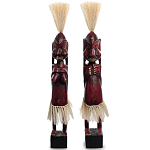 Комплект из 2-х деревянных статуэток Asmat Straw Headdress Statuettes Red варинант исполнения - 5 | Loft Concept в Перми