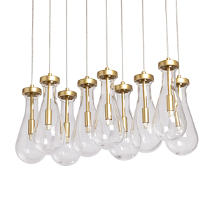Люстра с 9-ю прозрачными стеклянными плафонами в форме капли Lucid Rain 