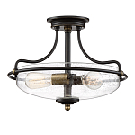 Потолочный светильник со стеклянным плафоном на изогнутых кронштейнах Quoizel  варинант исполнения - 15 | Loft Concept в Перми