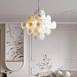 Люстра  с каскадом из круглых декоративных элементов  White Clear Glass Chandelier варинант исполнения - 3 | Loft Concept в Перми