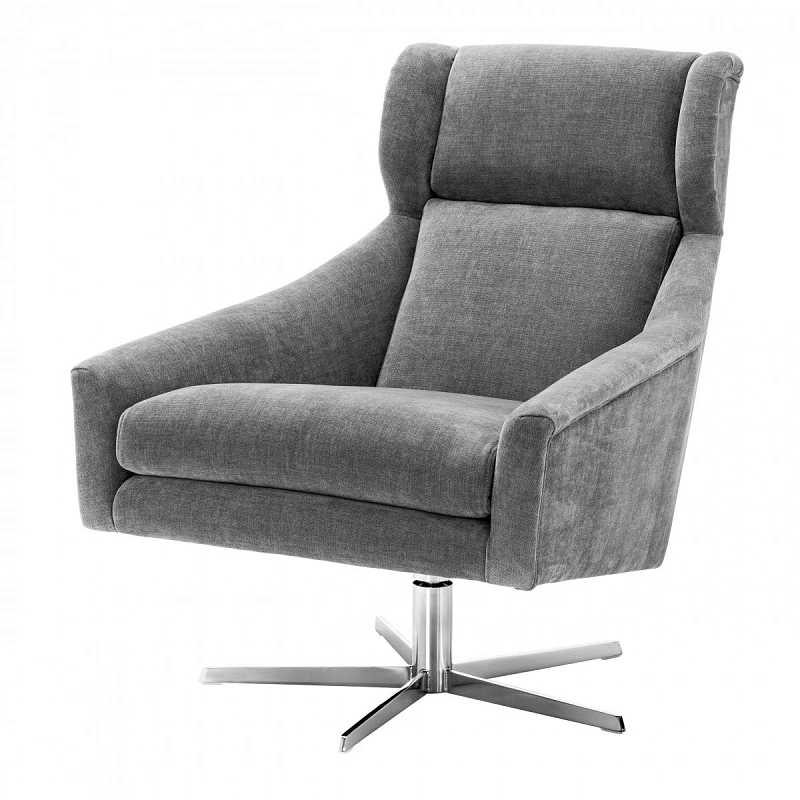 Кресло Eichholtz Swivel Chair Nara Никель Серый в Перми | Loft Concept 