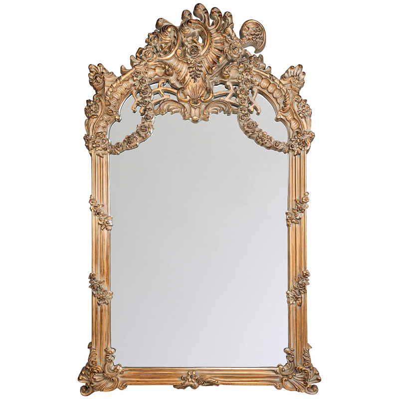 Зеркало настенное в ажурной раме с эффектом старины Classic Ornament Mirror Светло-коричневый  в Перми | Loft Concept 