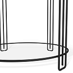 Стол журнальный круглый с серой столешницей из стекла на 4-х черных ножках Gray and Gold Marble варинант исполнения - 4 | Loft Concept в Перми