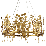 Люстра круглая золотая с декором в виде веток эвкалипта Eucalyptus Branches варинант исполнения - 1 | Loft Concept в Перми