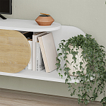 ТВ-тумба подвесная белая с полкой и откидной дверцей цвета древесины TONE TV STAND WHITE варинант исполнения - 4 | Loft Concept в Перми