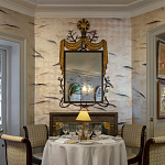 Обои ручная роспись Fishes Blue Pearl on Tarnished Silver gilded silk with pearlescent antiquing варинант исполнения - 6 | Loft Concept в Перми