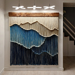 Текстильный Арт-объект на стену ручной работы из веревок Blue Mountains варинант исполнения - 2 | Loft Concept в Перми