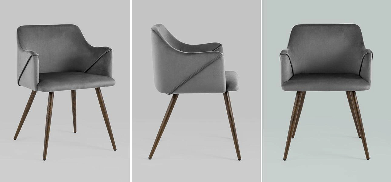 Стул Monarch Chair Серый Велюр Стул Monarch Chair Серый Велюр - Loft-Concept в Перми