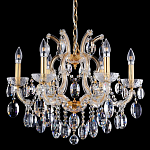 Люстра подвесная с 6-ю лампочками и прозрачными хрустальными подвесками на основании золотого цвета Crystal lamps варинант исполнения - 1 | Loft Concept в Перми