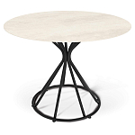 Стол обеденный с круглой керамической столешницей песчаного цвета Sand Ceramics варинант исполнения - 1 | Loft Concept в Перми