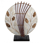 Настольная лампа из перламутра и дерева на подставке Indonesian Petal варинант исполнения - 1 | Loft Concept в Перми