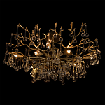 Потолочная люстра в виде ветвей деревьев золотого цвета с прозрачными подвесками-каплями Droplet Chandelier варинант исполнения - 4 | Loft Concept в Перми