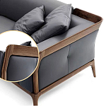 Диван двухместный c каркасом из массива дерева Double Sofa Made of Walnut Wood варинант исполнения - 2 | Loft Concept в Перми