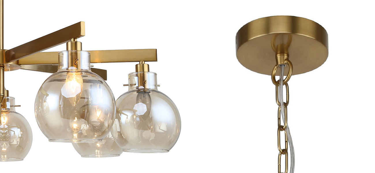 Люстра с плафонами коньячного цвета Carmella Globe Brass Люстра с плафонами коньячного цвета Carmella Globe Brass - Loft-Concept в Перми