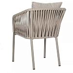 Стул серо-бежевый с декоративным плетением на спинке и подлокотниках Chair Weave варинант исполнения - 5 | Loft Concept в Перми