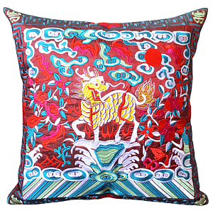 Декоративная подушка с вышивкой Chinese Unicorn Red