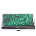 Визитница карманная металлическая с накладкой из натурального камня Малахит Stone Business Card Holders  варинант исполнения - 1 | Loft Concept в Перми