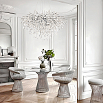 Люстра подвесная с прозрачными стеклянными подвесками в форме капель Диаметр 80 см Droplet Chandelier варинант исполнения - 11 | Loft Concept в Перми