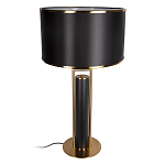Настольная лампа с чёрным тканевым абажуром и металлическим корпусом золотого цвета Golden Arc варинант исполнения - 2 | Loft Concept в Перми