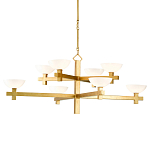 Люстра золотая с 8-ю молочными плафонами в виде чаши Tiers of Clear Lines варинант исполнения - 1 | Loft Concept в Перми