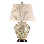 Настольная лампа с фарфоровым основанием бежевого цвета с рисунком и плиссированным абажуром на темной подставке Elstead Lighting варинант исполнения - 6 | Loft Concept в Перми