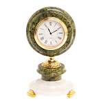 Часы настольные бронзовые из натуральных камней Мрамор и Змеевик Stone Clock варинант исполнения - 10 | Loft Concept в Перми