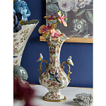 Ваза белого цвета из фарфора с цветочным рисунком и бронзовыми ручками с фигурками птиц Eden Garden porcelain and bronze варинант исполнения - 2 | Loft Concept в Перми