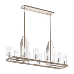 Люстра прямоугольная цвета латунь с прозрачными рифлеными цилиндрическими плафонами Kichler варинант исполнения - 11 | Loft Concept в Перми