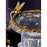 Ваза из прозрачного стекла на бронзовой подставке с ободком и ручками в виде стрекоз Eden Garden варинант исполнения - 5 | Loft Concept в Перми