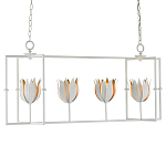 Люстра белая прямоугольная с абажурами в виде цветков тюльпана White Tulips варинант исполнения - 2 | Loft Concept в Перми