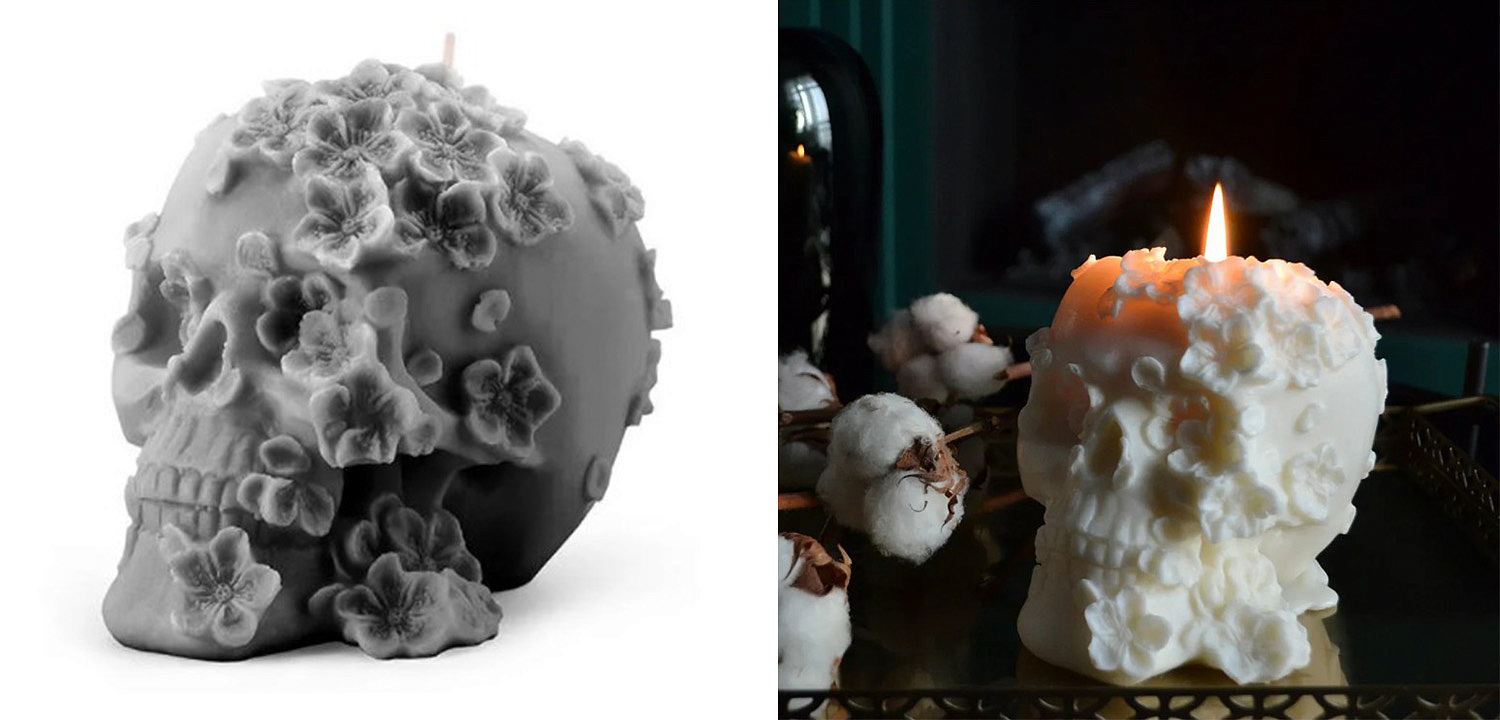 Свеча Gray Flowers Skull Свеча Gray Flowers Skull - Loft-Concept в Перми