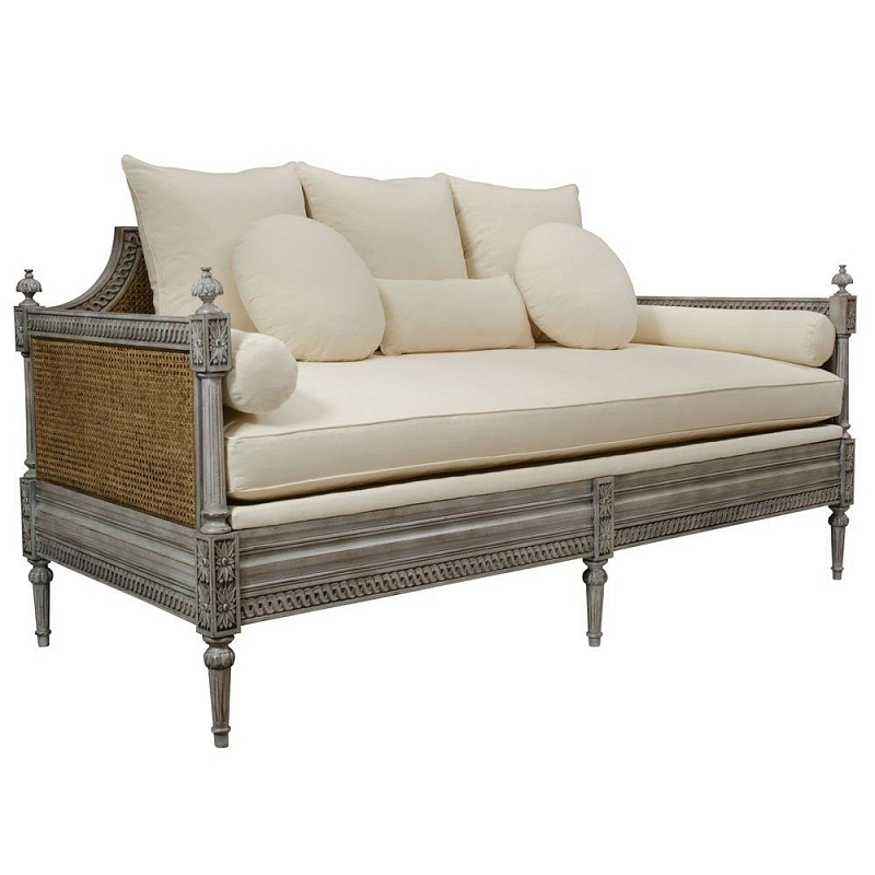 Диван French Cane Sofa Daybed ivory ( слоновая кость ) Дерево Темно-Серый в Перми | Loft Concept 