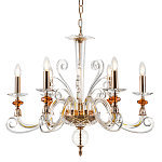 Люстра с 6-ю лампочками и изогнутыми прозрачными элементами из стекла Twisted Glass Candles Chandelier варинант исполнения - 1 | Loft Concept в Перми