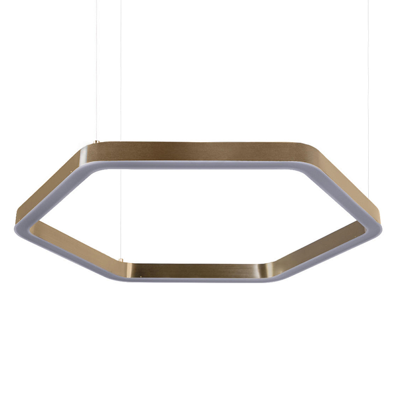 Люстра подвесная светодиодная в форме шестиугольника Диаметр 80 см Hexagon Horizontal Золотой Люстра подвесная светодиодная в форме шестиугольника Диаметр 80 см Hexagon Horizontal Золотой в Перми | Loft Concept