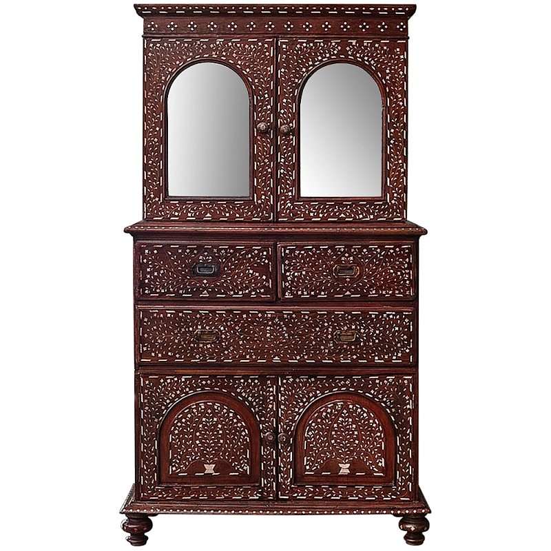 Буфет из массива тика инкрустированный костью Wooden Bone Inlay Mirror Cupboard Коричневый Белый Зеркало Винтажная латунь Буфет из массива тика инкрустированный костью Wooden Bone Inlay Mirror Cupboard Коричневый Белый Зеркало Винтажная латунь в Перми | Loft Concept