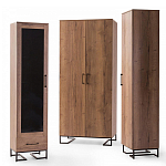 Шкаф-витрина в стиле лофт с чёрной стеклянной дверью Urban Style Space 2 варинант исполнения - 4 | Loft Concept в Перми