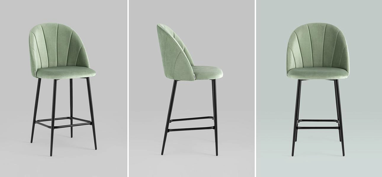 Барный Стул Balsari S Chair Фисташковый Велюр Барный Стул Balsari S Chair Фисташковый Велюр - Loft-Concept в Перми