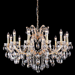 Люстра подвесная с 12-ю лампочками и прозрачными хрустальными подвесками на основании золотого цвета Crystal lamps варинант исполнения - 1 | Loft Concept в Перми