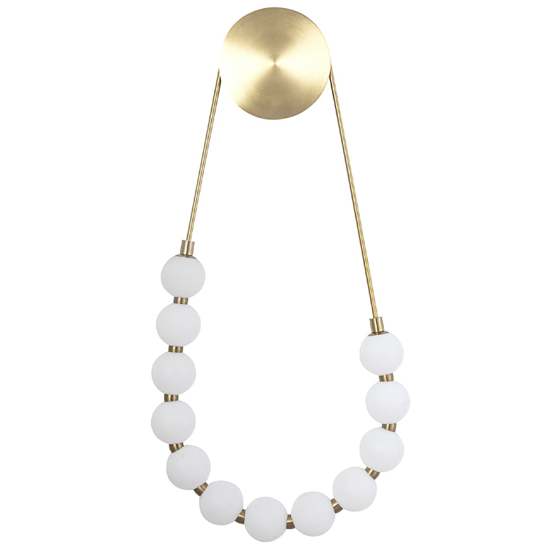 Настенный светильник с плафонами в виде шаров из акрила Pearls Suspension Brass Wall Lamp Латунь Белый Настенный светильник с плафонами в виде шаров из акрила Pearls Suspension Brass Wall Lamp Латунь Белый в Перми | Loft Concept