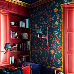 Обои с вышивкой ручной работы Flora Rio colourway on Liso Pine wool sateen варинант исполнения - 1 | Loft Concept в Перми