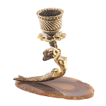 Подсвечник из натурального камня агат светло-коричневый Stone Candlestick варинант исполнения - 3 | Loft Concept в Перми