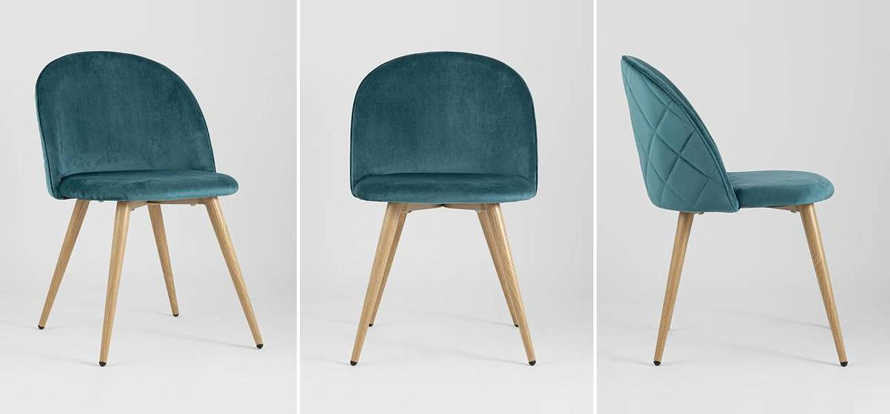 Стул Miruna Chair Спинка Ромбы Синий Велюр Стул Miruna Chair Спинка Ромбы Синий Велюр - Loft-Concept в Перми