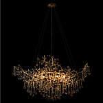 Подвесная люстра в виде ветвей деревьев золотого цвета с прозрачными подвесками-каплями 10 и 14 ламп Droplet Chandelier варинант исполнения - 2 | Loft Concept в Перми