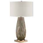 Настольная лампа с фактурным корпусом и тканевым абажуром Smooth Peaks варинант исполнения - 3 | Loft Concept в Перми