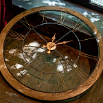 Часы настенные деревянные с римскими цифрами бронзового цвета Clock with History варинант исполнения - 3 | Loft Concept в Перми