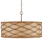 Подвесной светильник  из кованого железа и абажуром из ротанга Wicker Furniture варинант исполнения - 3 | Loft Concept в Перми