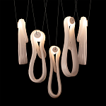 Подвесной светильник белого цвета с 6-ю изогнутыми плафонами Flow Loop варинант исполнения - 7 | Loft Concept в Перми