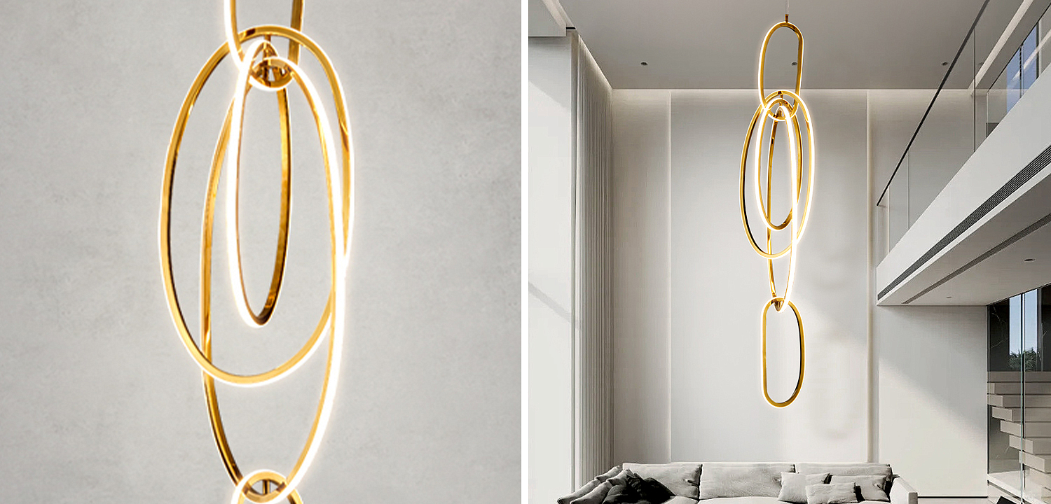 Люстра Vertical Gold Oval Rings Chandelier Люстра Vertical Gold Oval Rings Chandelier - Loft-Concept в Перми